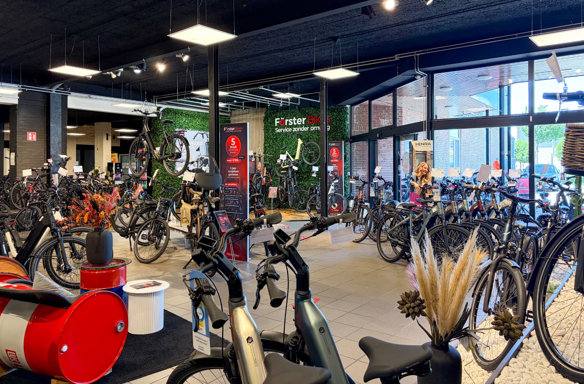 Showroom van Förster Bikes met een ruim assortiment e-bikes